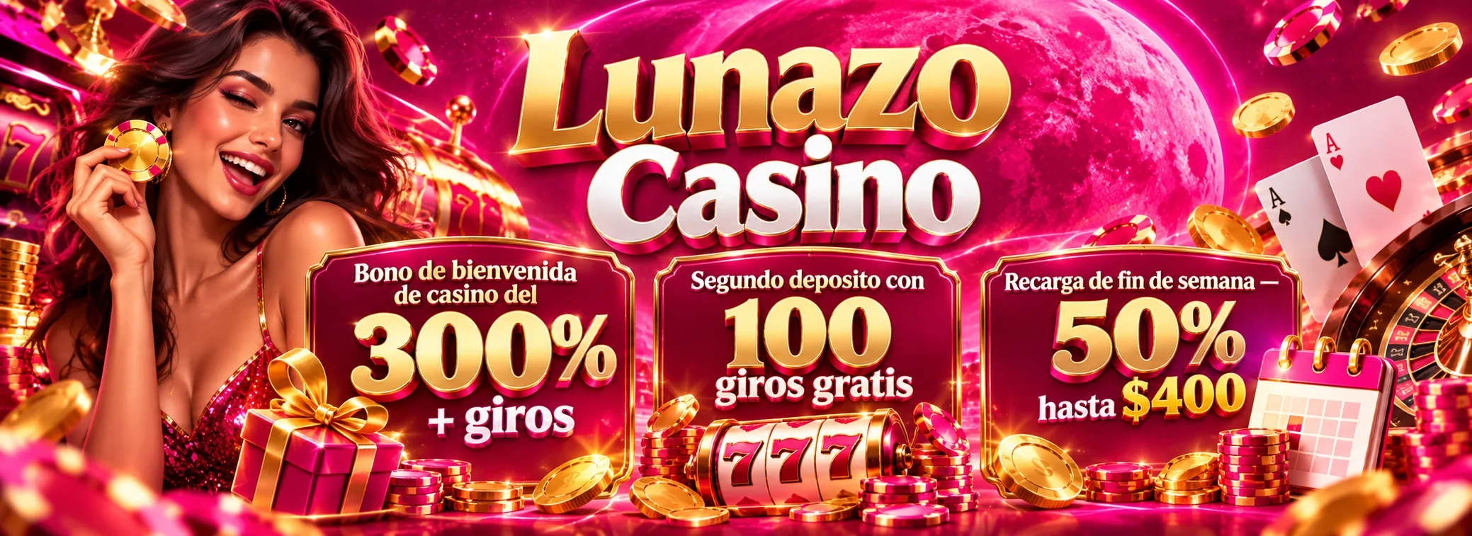 300% hasta $1,500 + 150 giros gratis
